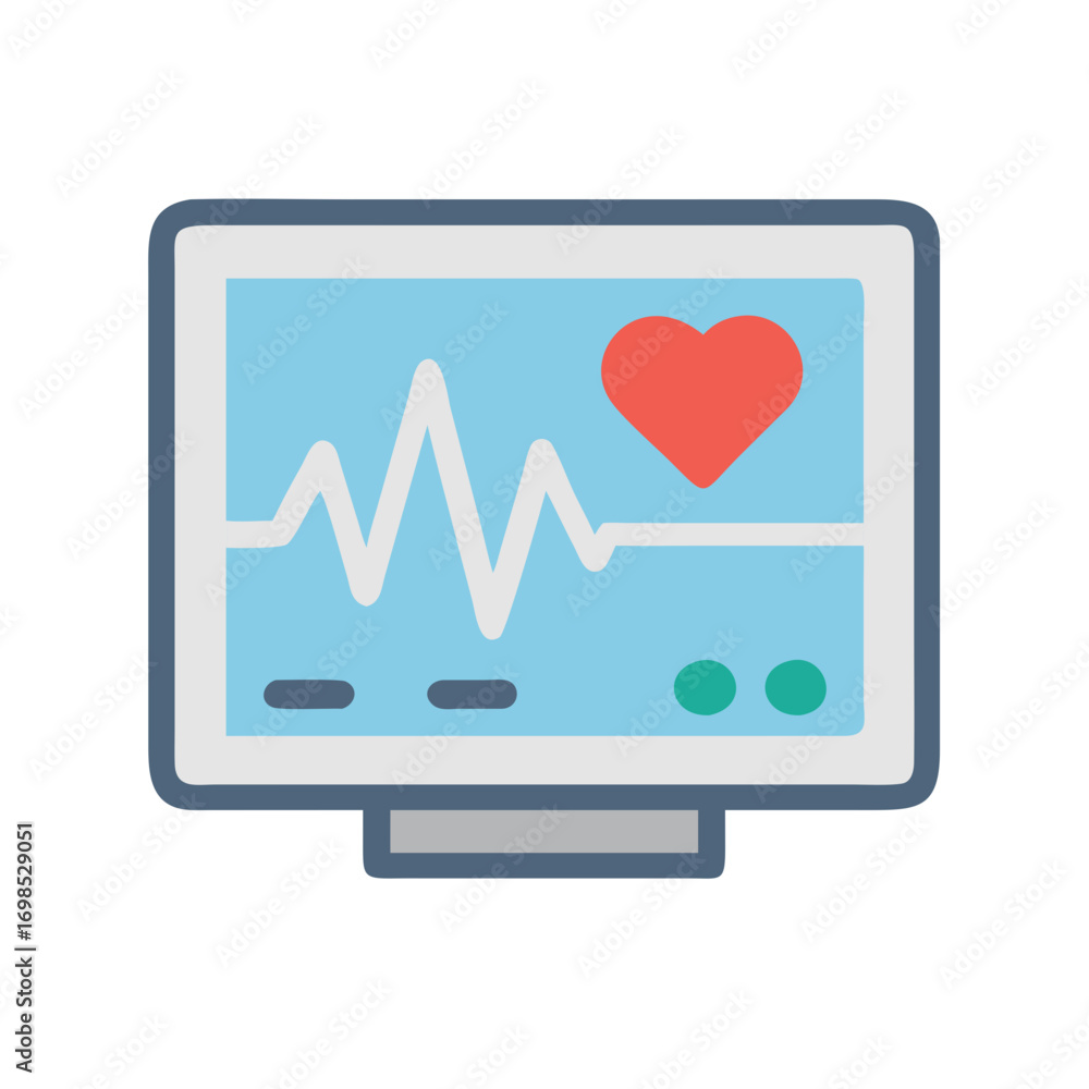 Poster flat vector icon of heart rate monitor screen display