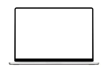 A Sleek Silver Laptop Open With a Blank White Screen Displaying A Minimalist Design Ideal For Any Workspace Or Creative Project	