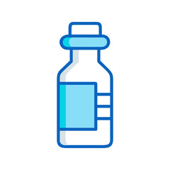 Obraz premium Blue medicine bottle icon isolated against a black background