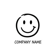 Fototapeta premium Hand Drawn Smiley Face Company Logo Design.