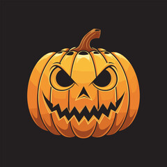Halloween Pumpkin Illustration – Evil Scary Jack O’Lantern Face Design