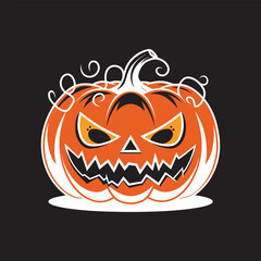 Halloween Pumpkin Jack O Lantern Illustration on Black Background
