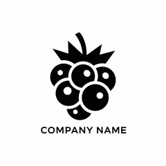 Simple black raspberry fruit icon logo design template.