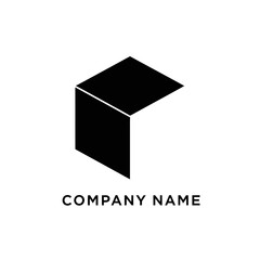 Simple geometric cube logo design for company branding and identity.