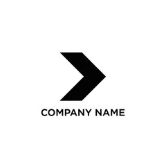 Simple black right pointing arrow logo for company branding.