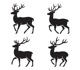 Wild deer vector silhouettes – stag animal illustration bundle with antlers for forest, woodland, hunting, wildlife, and natural outdoor themed artwork
