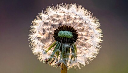 Close-up of a dandelion seed head