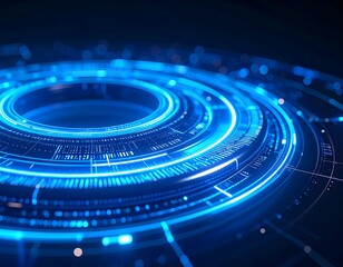 Abstract blue circular digital interface