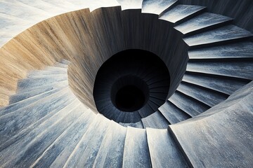 spiraling stairs disappearing into black hole optical illusion