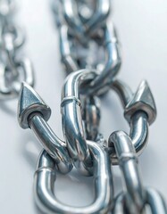 Close-up of polished metal chain links