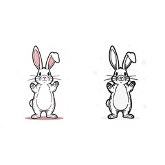 Adorable Bunny Rabbit Illustrations in Two Styles Perfect for Easter and Spring Designs