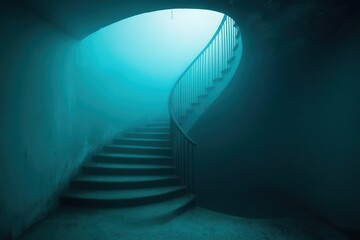 spiraling stairs disappearing into glowing mist optical illusion