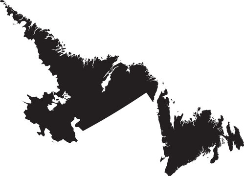 Newfoundland and Labrador Canada Province Map Silhouette High Detail Editable