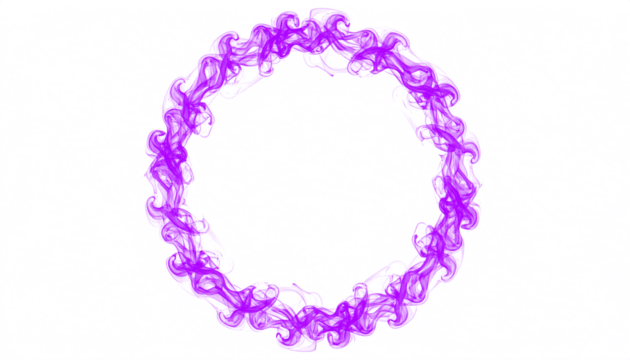 PNG of purple smoke forming a circular frame with curling vapor, perfect for creative, mystical, magical, and decorative digital art projects