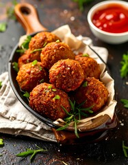 Savory Meatballs on a Dark Dish