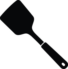 Black silhouette of a spatula kitchen utensil vector illustration for cooking and food preparation