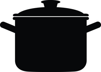 Vector silhouette of a cooking pot with lid scalable eps icon for kitchen and food projects