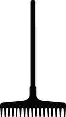 Black garden rake tool vector illustration scalable eps icon for cleaning and gardening
