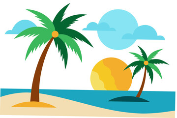 tropical beach with palm trees