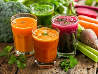 fresh vegetable juice glass on rustic wooden table 2