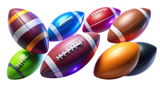 Colorful Football Collection for Sports Design – PNG