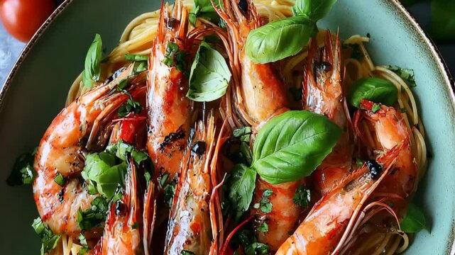 Delicious Shrimp Pasta with Fresh Basil
