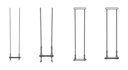 a row of swings aligned neatly in playground