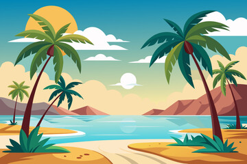 tropical beach with palm trees