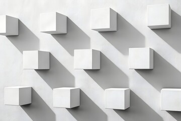 Fototapeta premium White Cubes Pattern on Light Gray Textured Wall