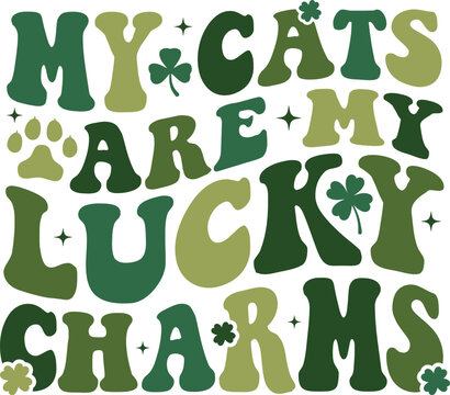 My Cats Are My Lucky Charms St Patrick's Day T-shirt Design