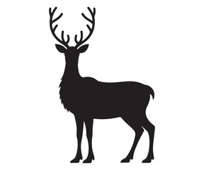 Deer silhouette vector illustration – stag animal with antlers for nature, outdoor, and decorative artwork
