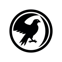Falcon logo design framed inside a circular ornamental decorative border Vector illustration