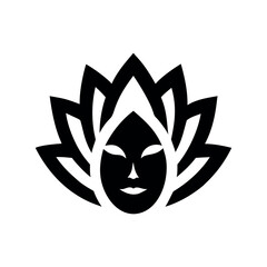 Lotus flower combined with artistic human face design Vector illustration