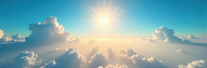 Endless blue sky above a sun-drenched, empty plane  Perfect for travel, vacation, or summer concepts  Golden hour lighting, serene and peaceful landscape  , peace, wing, sky