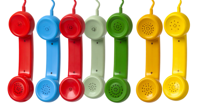Hanging Colored Phone Receivers Set – Transparent PNG
