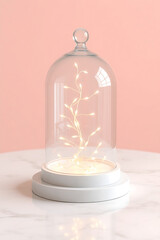 Modern Decorative Lamp with LED Fairy Lights in Glass Dome &mdash; Stylish Minimal Home Decor and Ambient Lighting