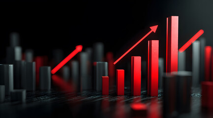 bar chart with red arrow