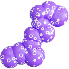 3D Fun colorful inflatable abstract balloon shape. Playful creative graphic form isolated clipart. Render of geometric modern y2k illustration