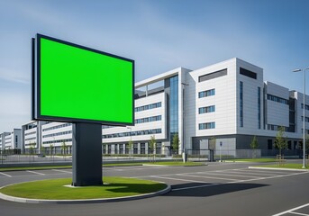 green screen billboard modern office building exterior
