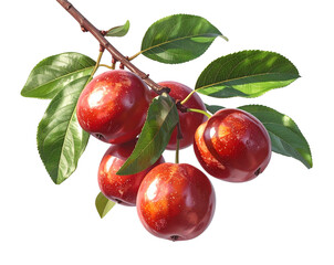 Ripe Red Jujube Cluster Isolated PNG