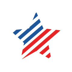 Striking patriotic star with red and blue stripes conveys American pride and values beautifully