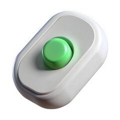 Green button on white switch isolated on transparent background