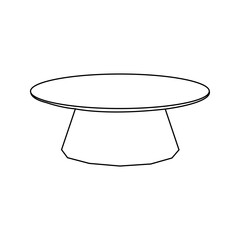 A clean line drawing of a contemporary oval coffee table.