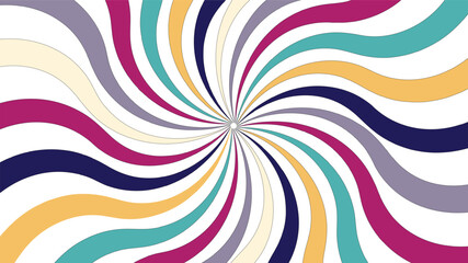 Colorful Abstract Spiral Wave Vector Illustration. Abstract Vector Sunburst Spiral with Wavy Retro Lines
