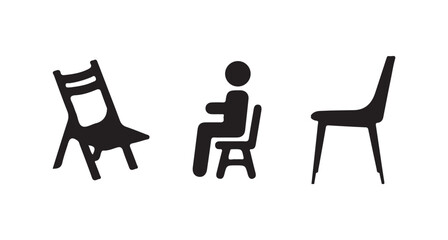 Fototapeta premium Black chair silhouettes, Vector set on white background, chair symbol vector illustration eps 10.