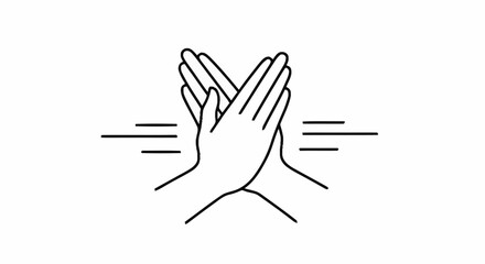 Obraz premium Minimalist Hand High Five Illustration for Collaboration, Success, and Celebration in Teamwork and Achievement Graphics and Educational Materials