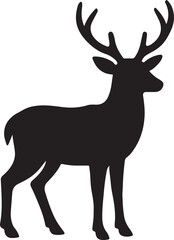 Obraz premium Elegant deer with antlers silhouette vector.