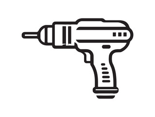 Elegant Cordless Drill Symbol in Clean Line Vector Art