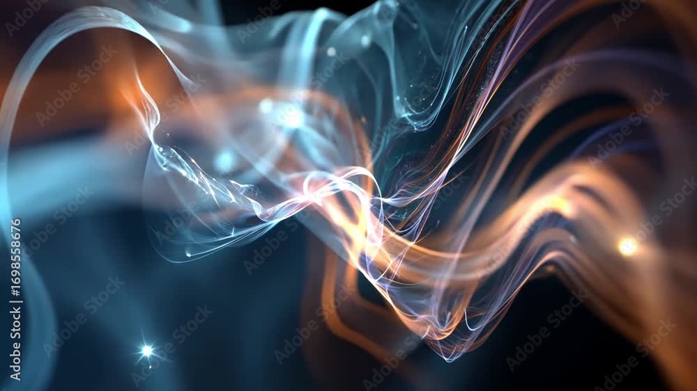 Aufkleber abstract light waves: mesmerizing light patterns intertwine, emanating from a darkened cosmos, with 