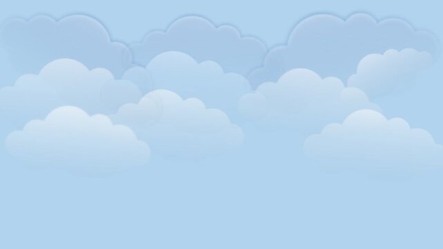 draw scenery of ball tree with flying bird and cloudy sky on blue screen background
